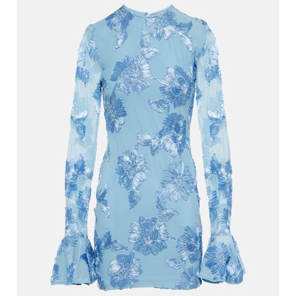 Rotate 'Bridal' Blue Floral Appliqu� Mesh Mini Dress Size 40'